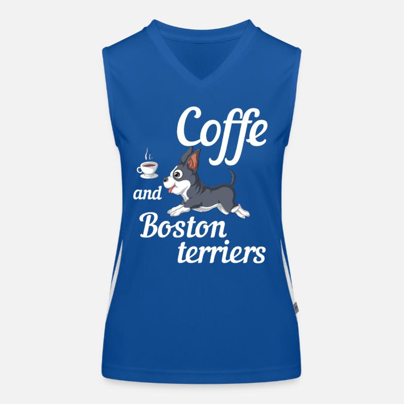 Kaffee und Boston Terrier Fun Design Funktionelles Kontrast-Tank Top für Frauen