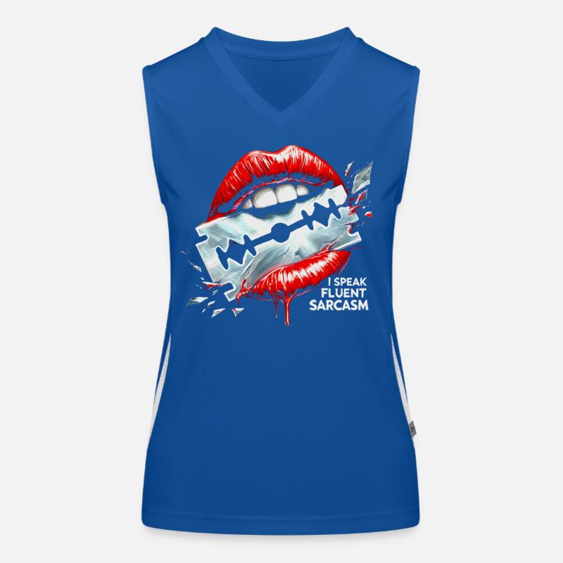 Fluent Sarcasm Lip Art Design Bold illustration Women's Functional Contrast Tank Top