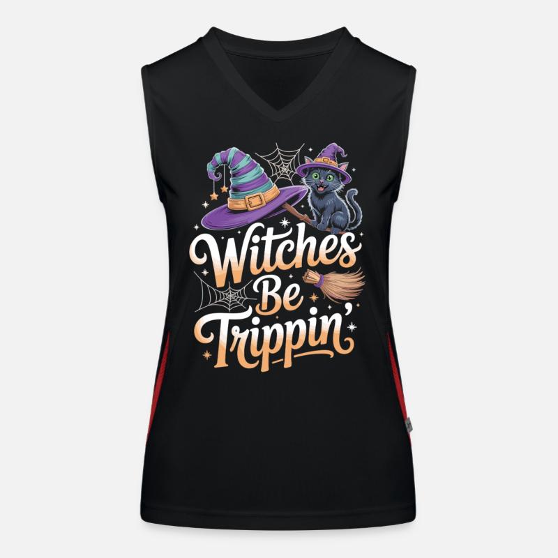 Katzen Hexe Halloween Kostüm Funktionelles Kontrast-Tank Top für Frauen