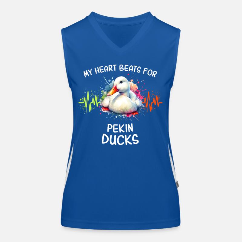 canards de Pékin avec illustration de battement de cœur Débardeur respirant contrasté Femme