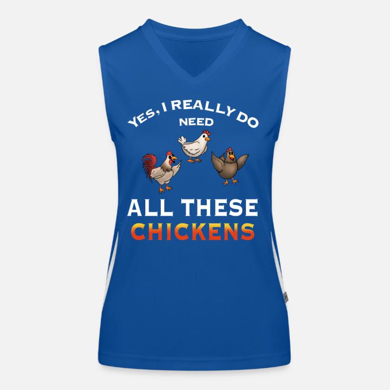 Déclaration d’illustration de poulet humoristique Débardeur respirant contrasté Femme