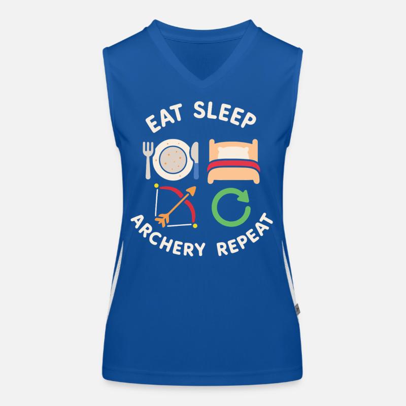 Eat Sleep Archery Repeat Funny Bogenschütze Bogen Funktionelles Kontrast-Tank Top für Frauen