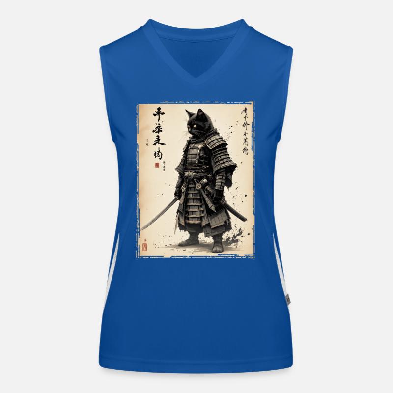 Samurai Cat, Japanese Warrior &amp; Fighter Women's Functional Contrast Tank Top