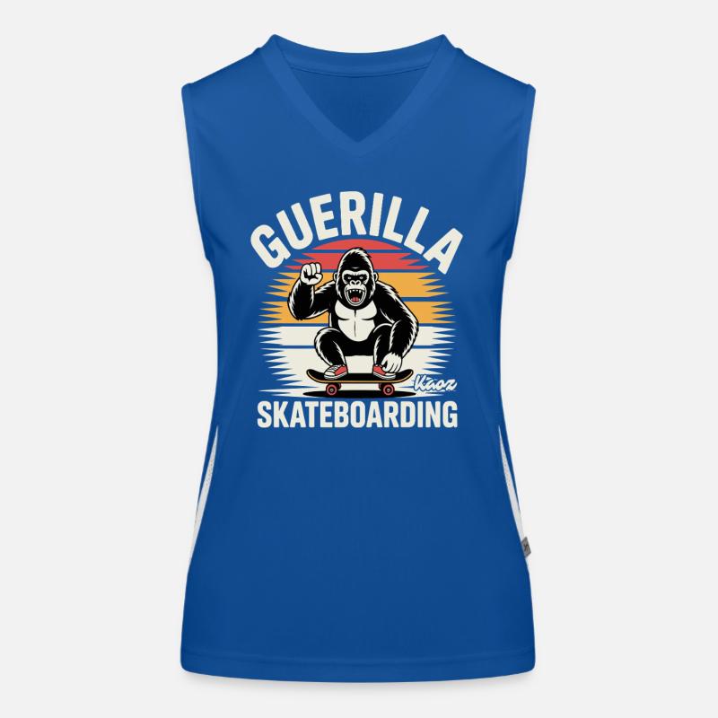 Gorilla Skateboarding Motif Design Women's Functional Contrast Tank Top