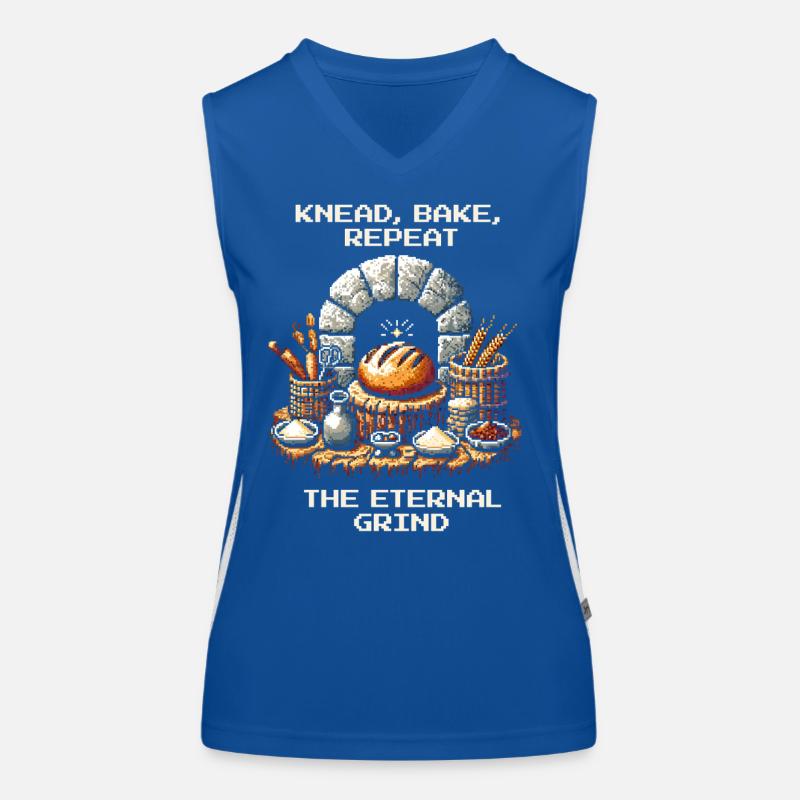 Kneten, Backen, Repeat | Brot backen Humor Funktionelles Kontrast-Tank Top für Frauen
