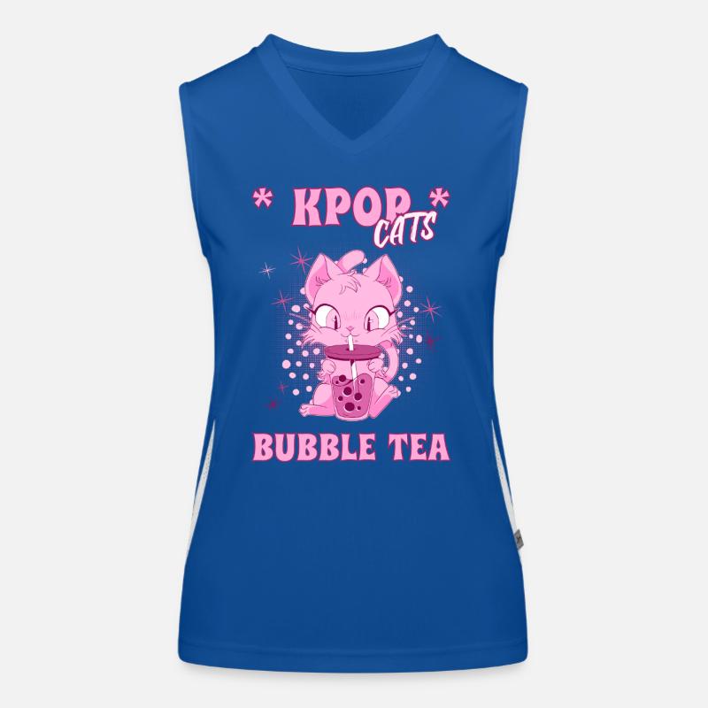 K-Pop Kätzchen mit Bubble Tea Südkorea Seoul Funktionelles Kontrast-Tank Top für Frauen