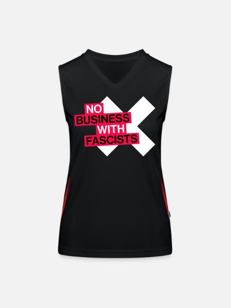 PAS D’AFFAIRES AVEC LES FASCISTES - Débardeur respirant contrasté Femme - noir/rouge - Devant