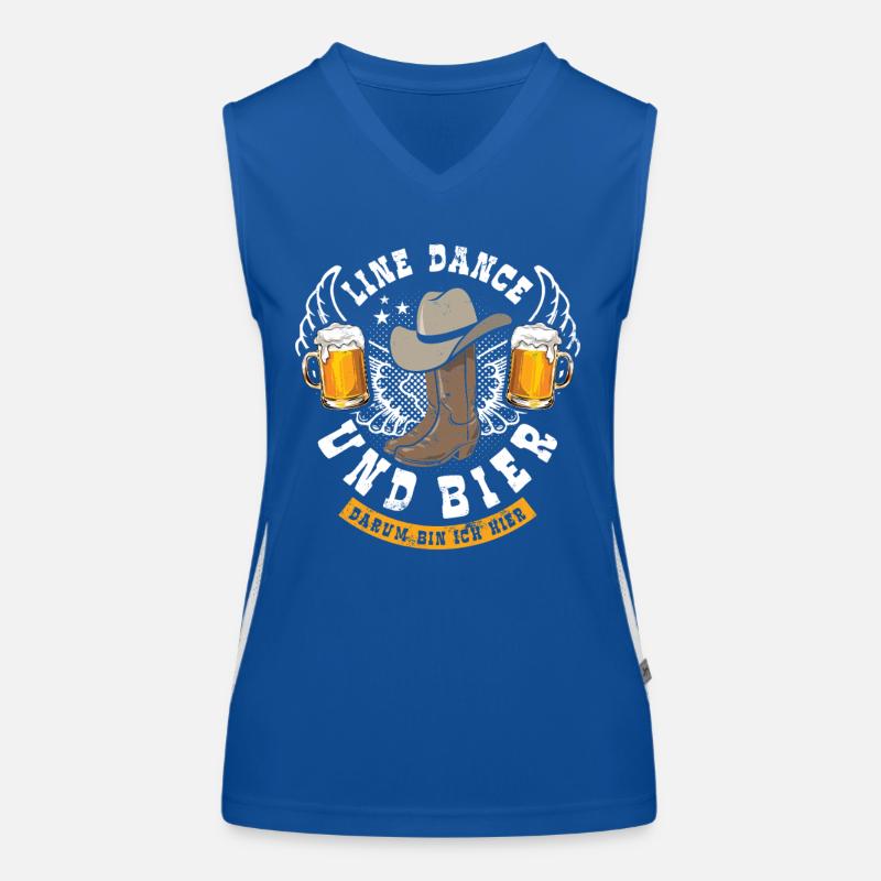 Line dancing and beer - that's why I'm here - gift Women's Functional Contrast Tank Top