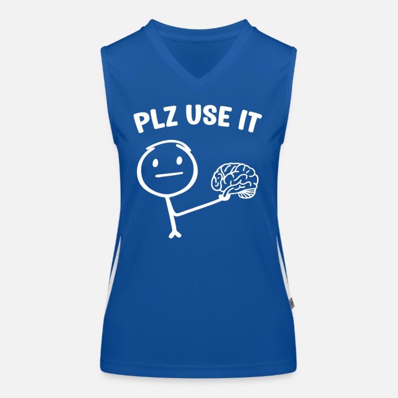 A funny stick figure with brain plz use it Women's Functional Contrast Tank Top
