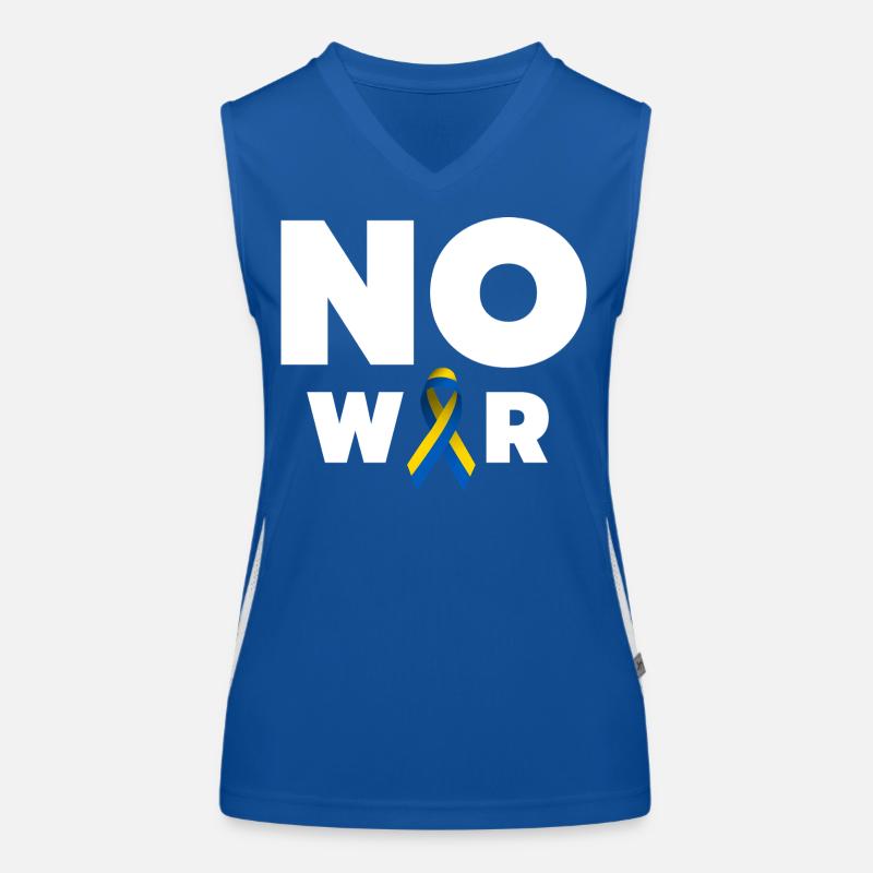 No War Text mit ukrainischer Solidaritätsschleife Funktionelles Kontrast-Tank Top für Frauen