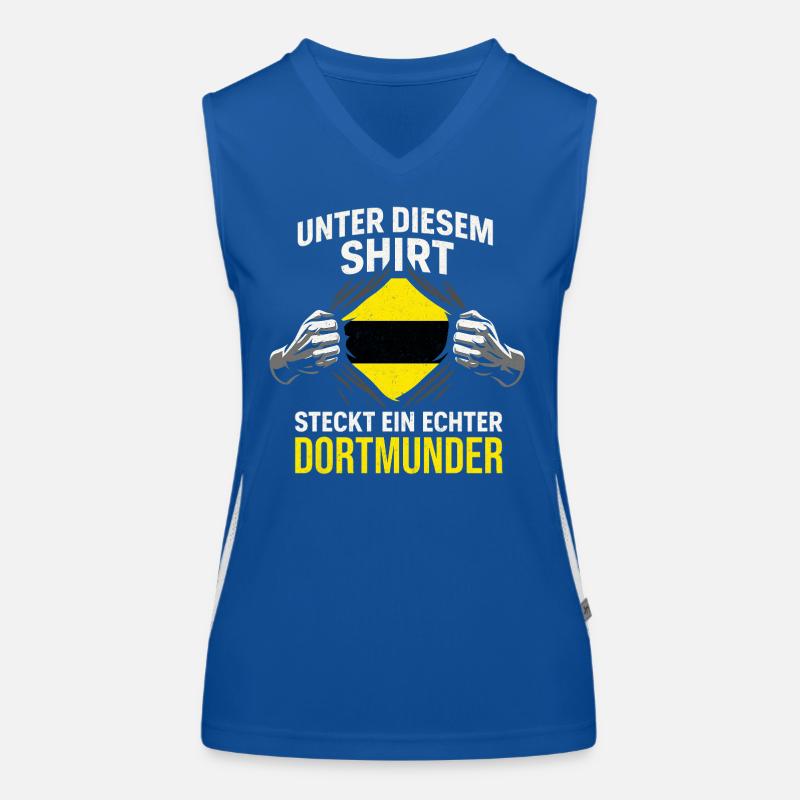 Sous ce maillot se trouve un véritable Dortmunder Débardeur respirant contrasté Femme