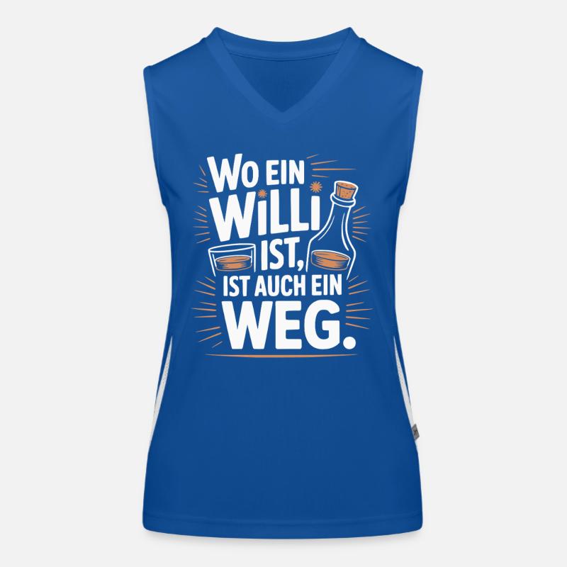 Wo ein Willi ist, ist auch ein Weg – Spruch Funktionelles Kontrast-Tank Top für Frauen