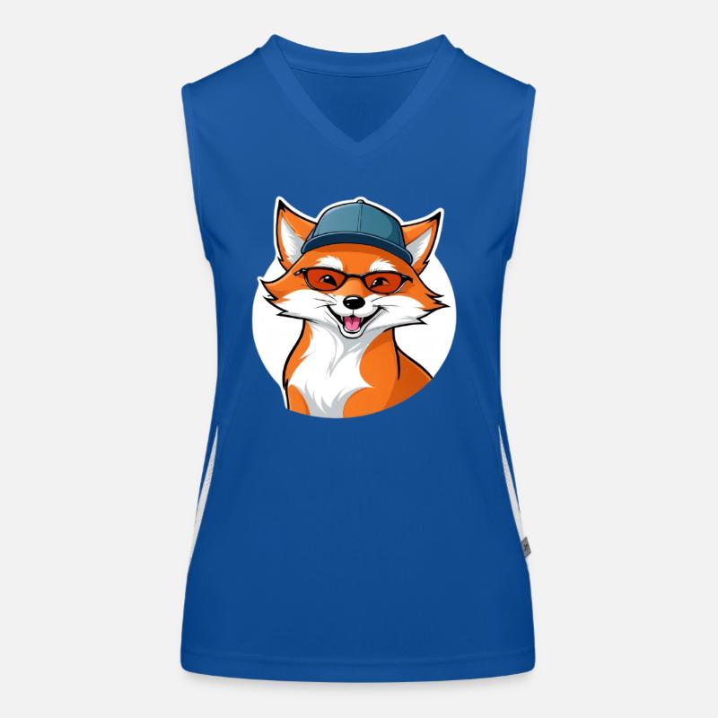 witziger Fuchs mit Brille und Cap Funktionelles Kontrast-Tank Top für Frauen