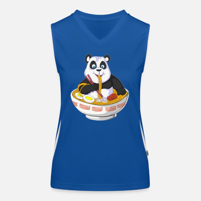 Panda Chef with Noodle Bowl Design Women's Functional Contrast Tank Top