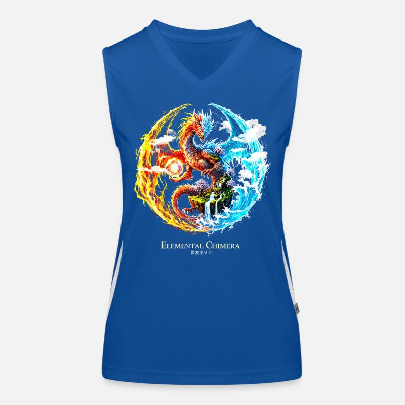 Elemental Chimera – Fire & Water Dragon  Funktionelles Kontrast-Tank Top für Frauen
