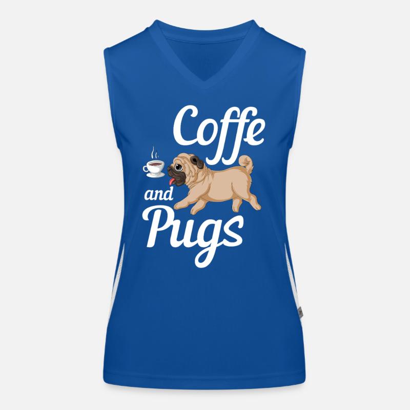 Kaffee und Möpse Tee Funktionelles Kontrast-Tank Top für Frauen