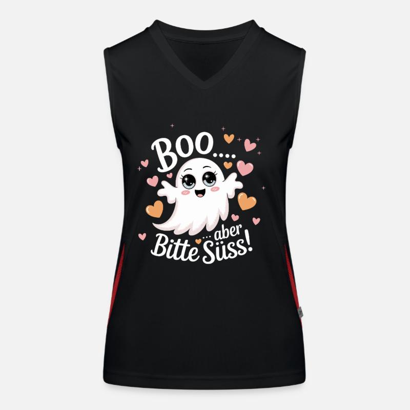 Halloween Cute Ghost Boo Design Women's Functional Contrast Tank Top