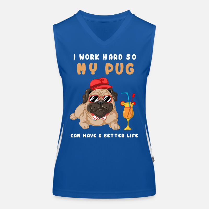 Ich arbeite hart, mein Mops Funktionelles Kontrast-Tank Top für Frauen