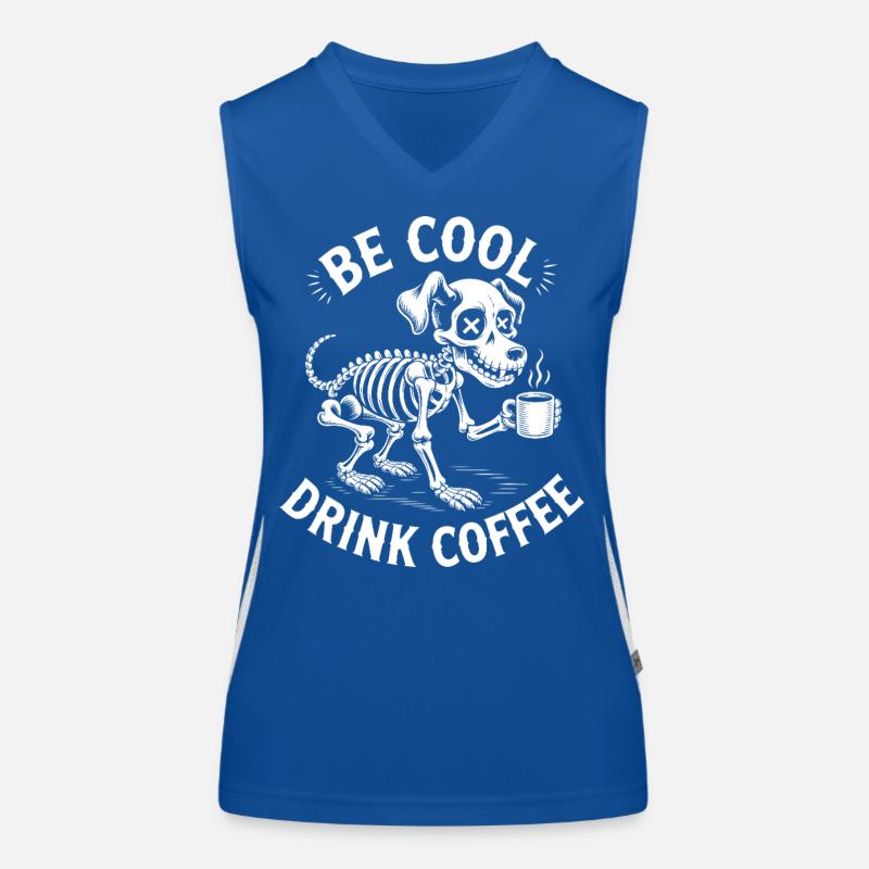 Sei cool, Kaffeeskelett-Welpe Funktionelles Kontrast-Tank Top für Frauen