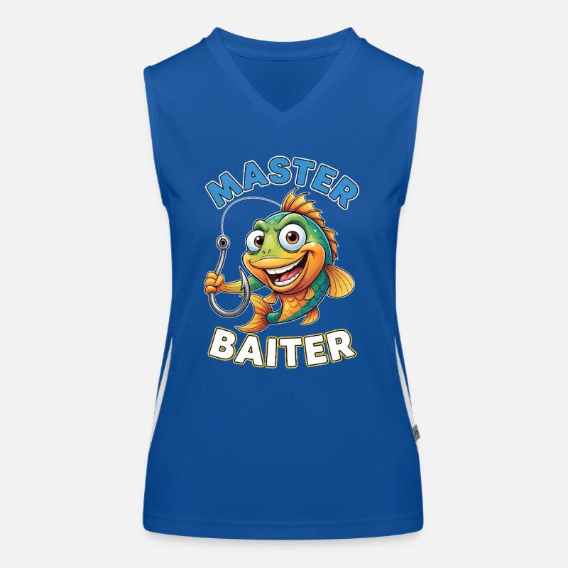 Master Baiter – Lustiger Angler Spruch Funktionelles Kontrast-Tank Top für Frauen