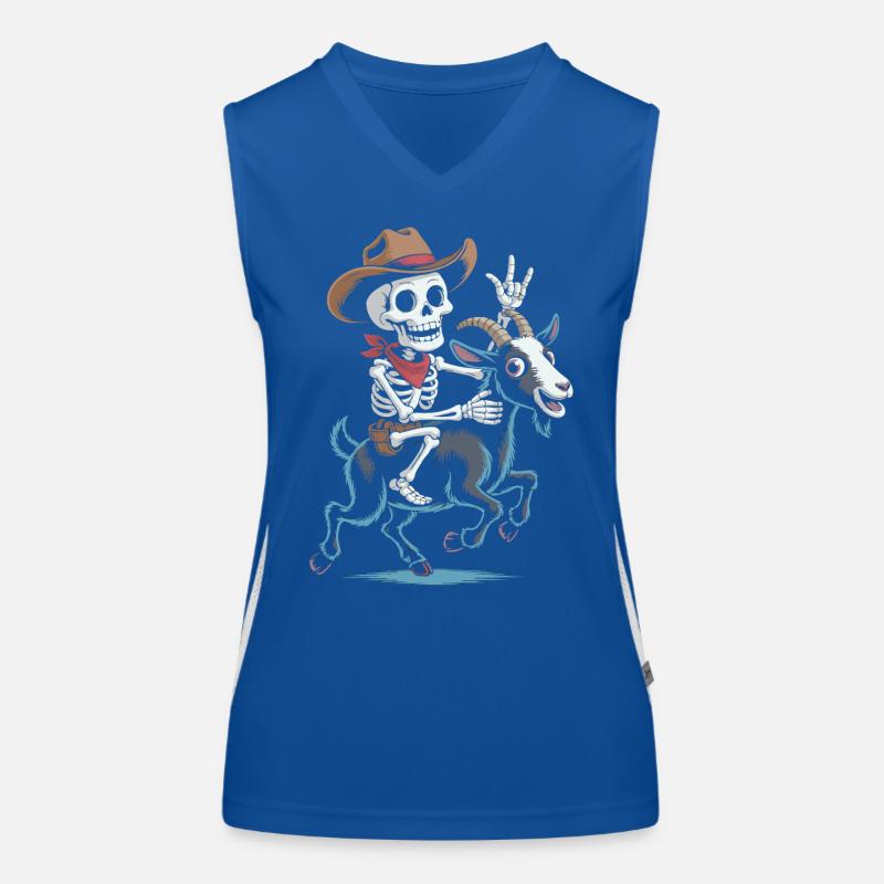 Skelett Cowboy auf Ziege Funktionelles Kontrast-Tank Top für Frauen
