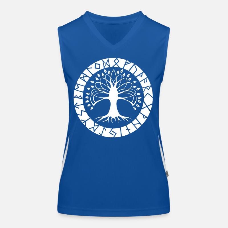 White Runic Tree Women's Functional Contrast Tank Top