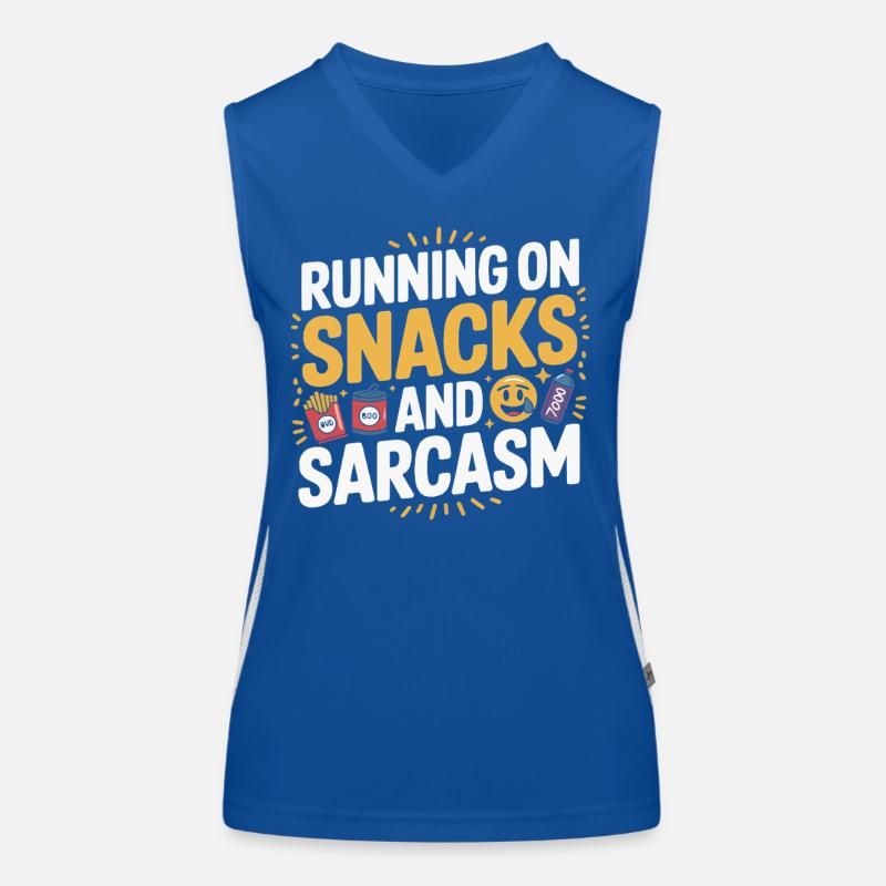 Laufen, Snacks und Sarkasmus Funktionelles Kontrast-Tank Top für Frauen