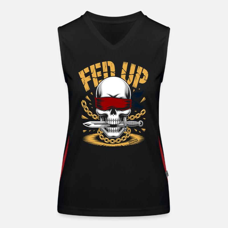 Blind skull with chain, muzzle full Women's Functional Contrast Tank Top