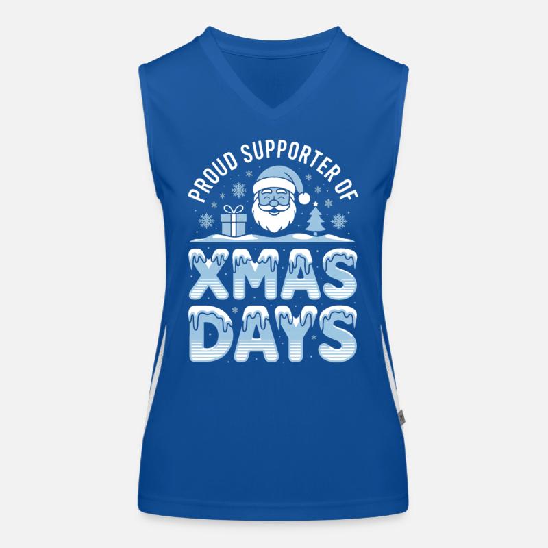 Xmas Days Blue Santa Design Women's Functional Contrast Tank Top