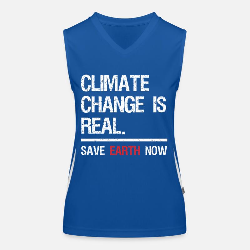 climate change is real save earth now Funktionelles Kontrast-Tank Top für Frauen