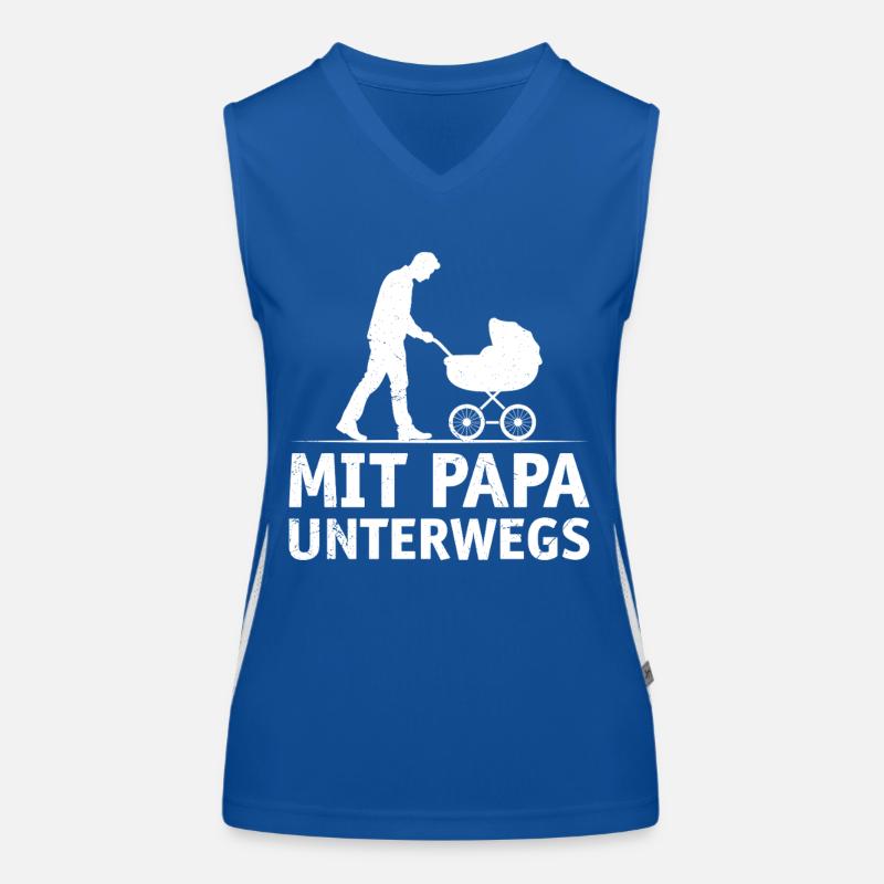 Werdender Vater MIT PAPA UNTERWEGS Lustiges Funktionelles Kontrast-Tank Top für Frauen