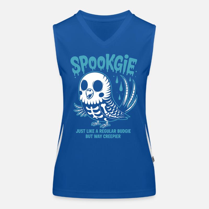 Spooky Budgie Skeleton Halloween Funktionelles Kontrast-Tank Top für Frauen