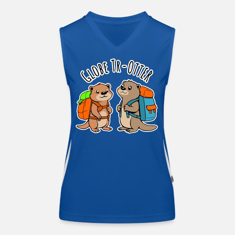 Zwei niedliche Backpacker Otter auf Weltreise Funktionelles Kontrast-Tank Top für Frauen