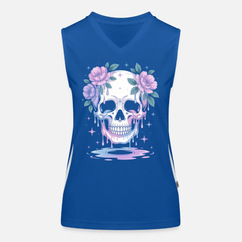 Kawaii Pastel Goth Crâne Fleurs Débardeur respirant contrasté Femme