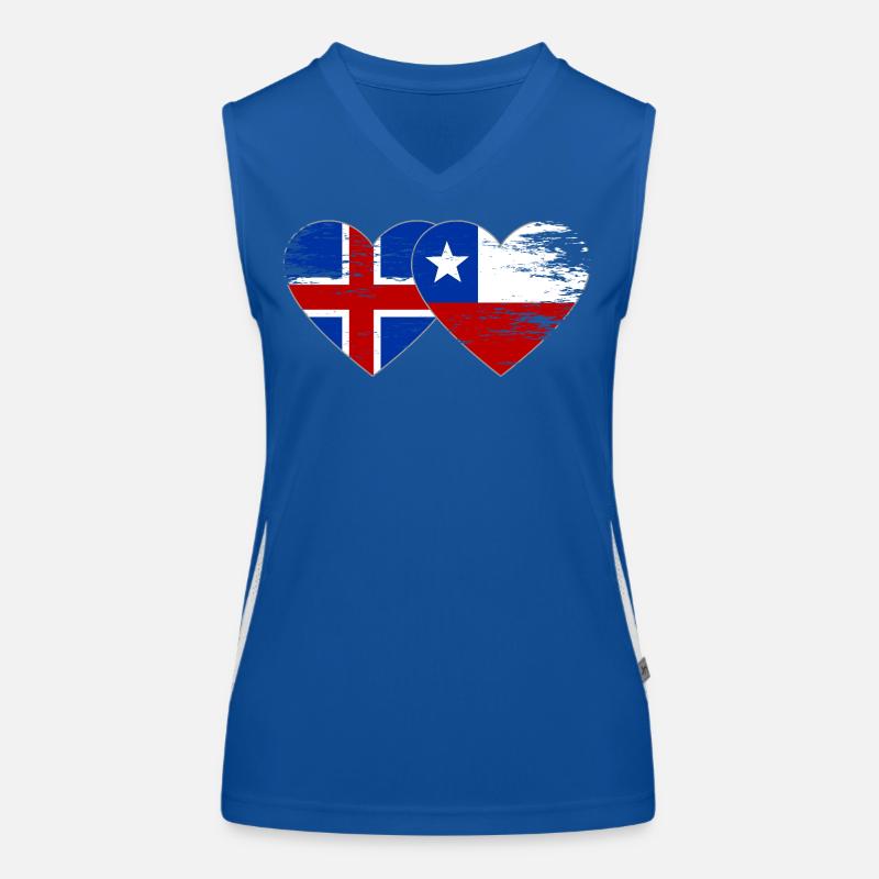 Islande Chili drapeau coeur utilisé Débardeur respirant contrasté Femme
