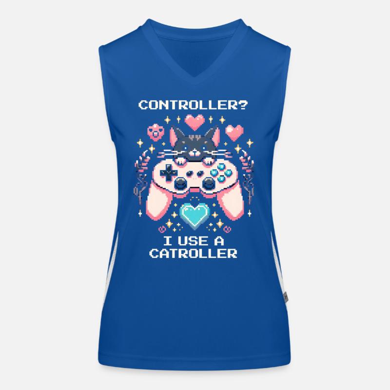 Catroller statt Controller | Katzen Gamer Witz Funktionelles Kontrast-Tank Top für Frauen