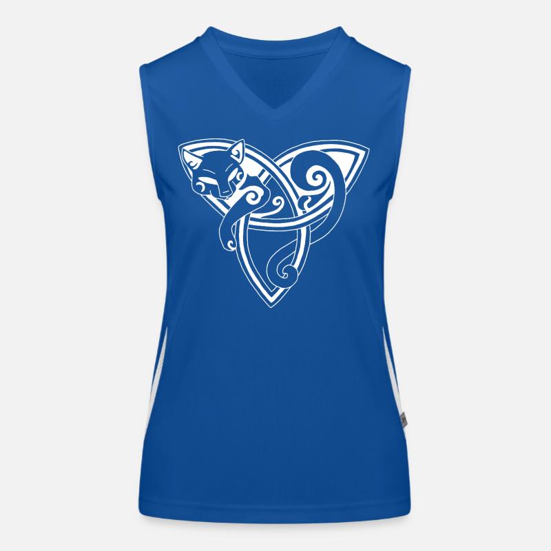 Chat blanc et symbole celte Débardeur respirant contrasté Femme