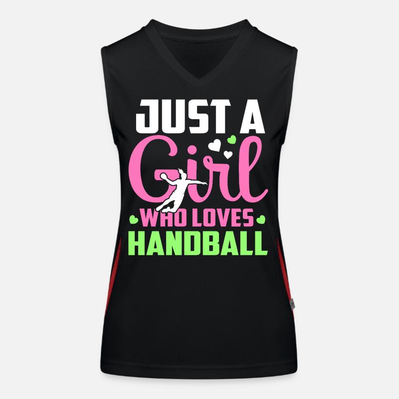 einfach ein Mädchen, das Handball liebt Funktionelles Kontrast-Tank Top für Frauen