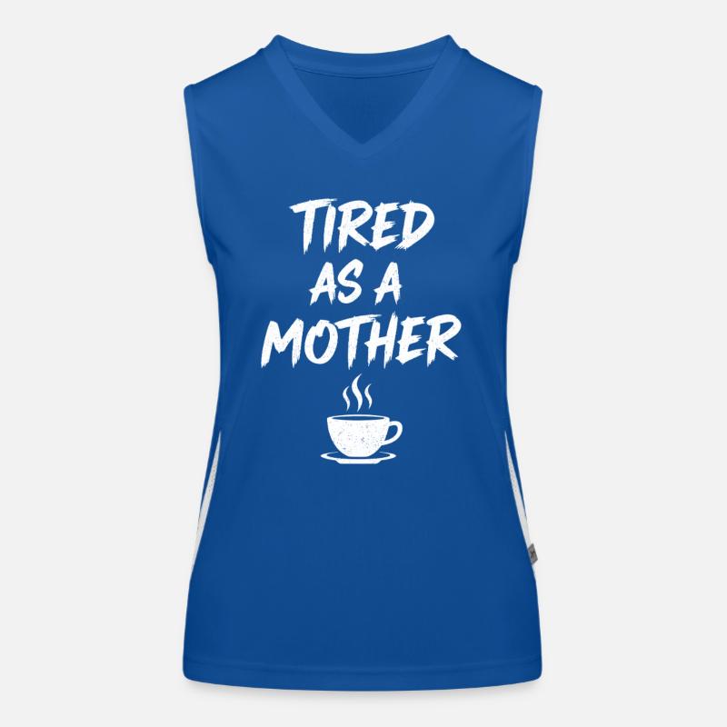Müde Mutter Kaffee Motiv Funktionelles Kontrast-Tank Top für Frauen