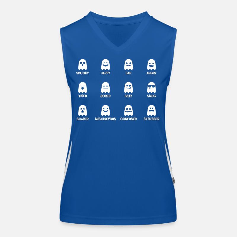 Ghost faces with varying moods Women's Functional Contrast Tank Top