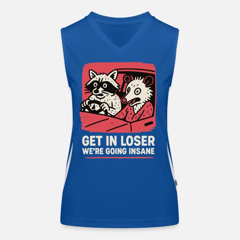 Get In Loser We're Going Insane Meme Humor Women's Functional Contrast Tank Top