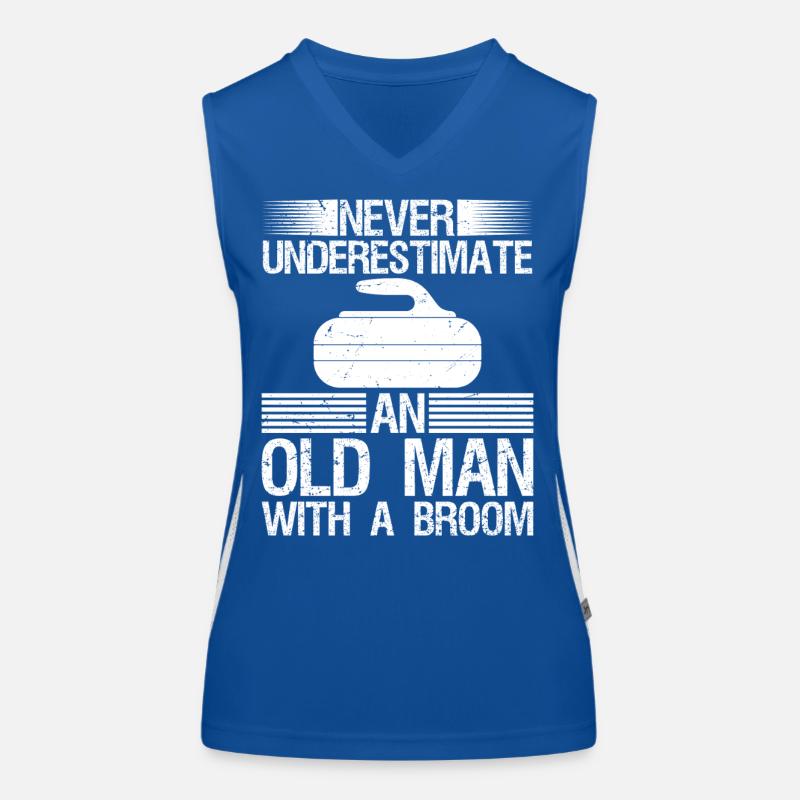 Never Underestimate An Old Man With A Broom Women's Functional Contrast Tank Top
