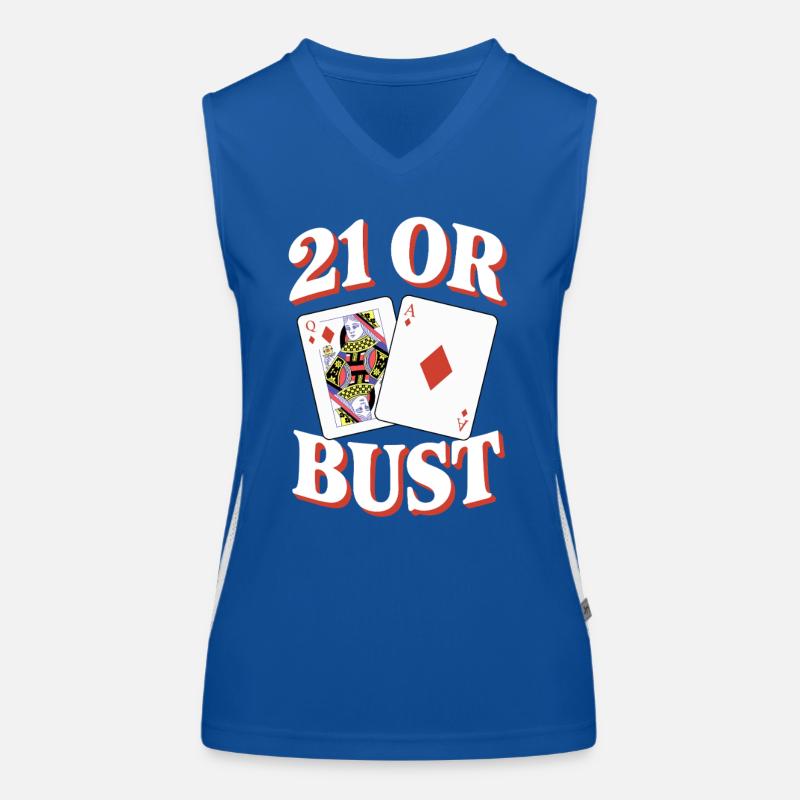 21 Oder Bust Poker Kartendesign Funktionelles Kontrast-Tank Top für Frauen