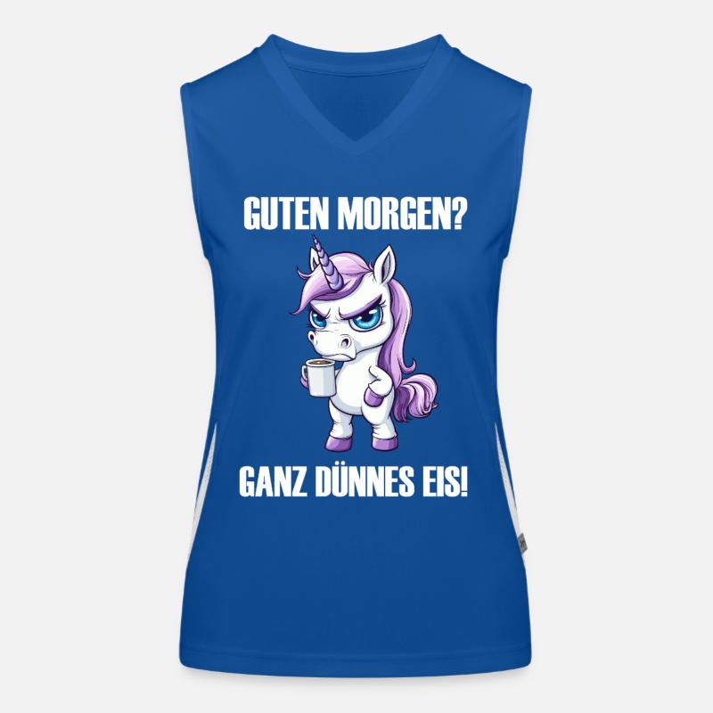 Einhorn Kaffee Morgenmuffel Design Funktionelles Kontrast-Tank Top für Frauen