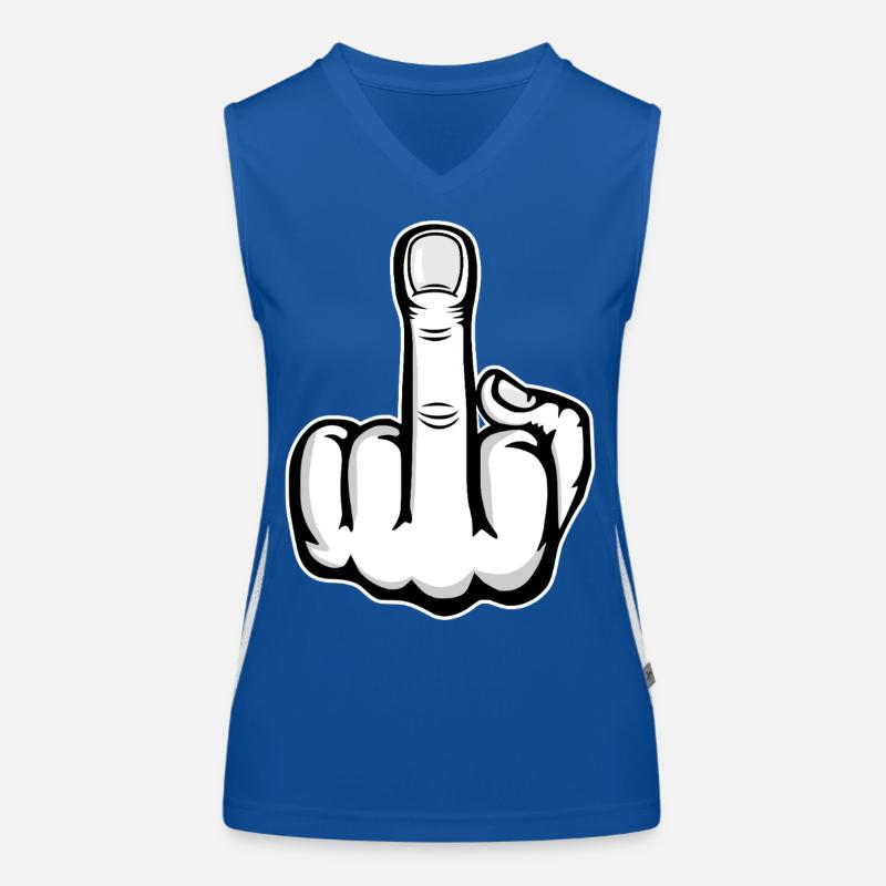 Middle Finger Stinky Finger Design White Women's Functional Contrast Tank Top