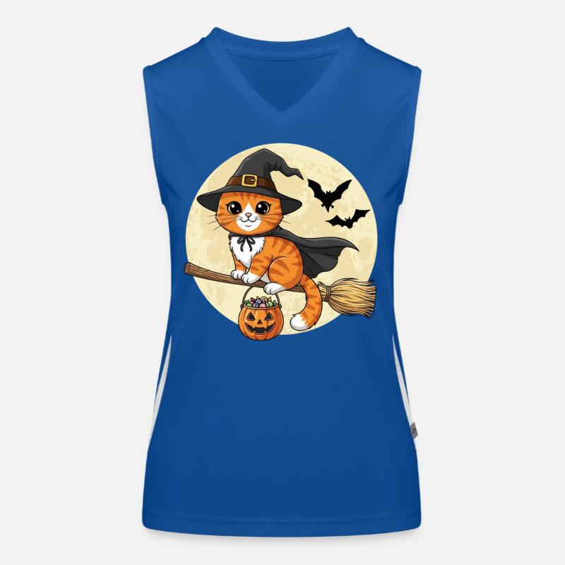 Chat mignon sorcière Halloween Débardeur respirant contrasté Femme