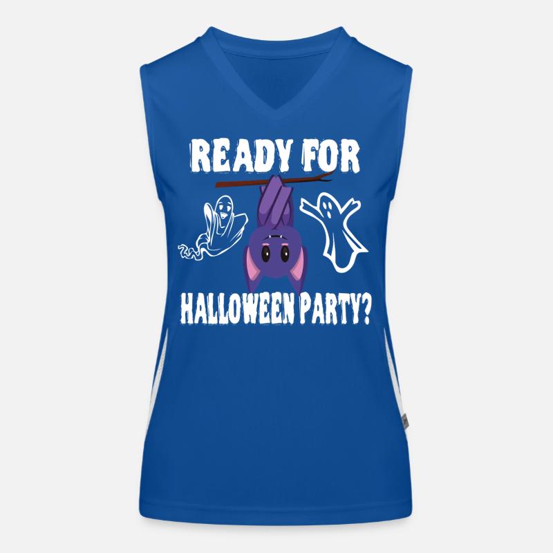 Bat Ready for Halloween Costume Party Saying Women's Functional Contrast Tank Top