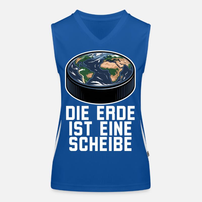 Die Erde Ist Eine Scheibe Eishockey Funktionelles Kontrast-Tank Top für Frauen