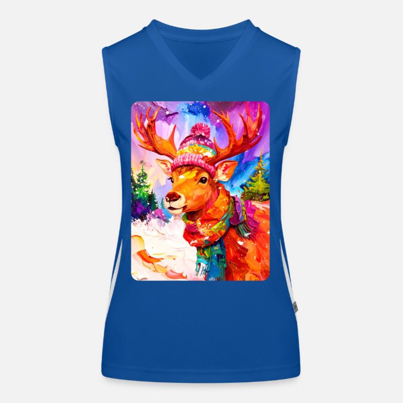 Reindeer with bobble hat Women's Functional Contrast Tank Top