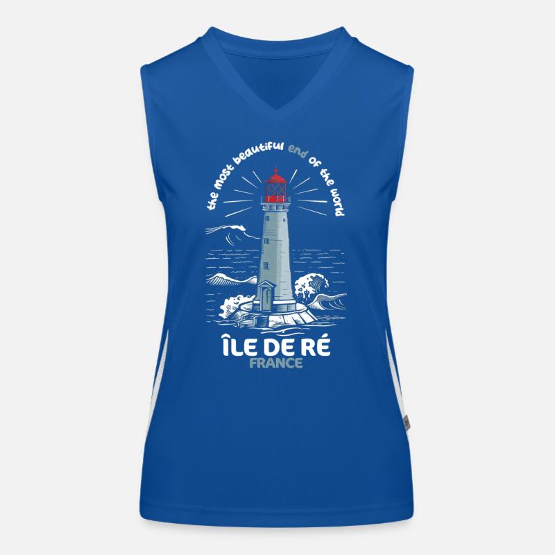 Ile de Ré Voyage Charente Maritimer Leuchtturm Funktionelles Kontrast-Tank Top für Frauen
